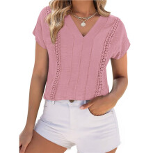 Tops for Women Summer Fashion Clothes Dressy Casual Blouses Cap Sleeve V Neck Shirts Work Outfits XXL