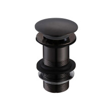Nes Home Black Big Cap Push Button Unslotted Basin Sprung Waste
