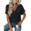 Womens  Size Loose Fit V Neck Solid Color Short Sleeve Tshirt Casual Basic Top Oversized Black M 1