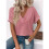 Womens  Size Loose Fit V Neck Solid Color Short Sleeve Tshirt Casual Basic Top Oversized  XL 2