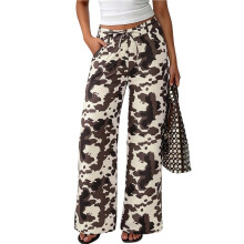 Cow Print Pants Women Loose Wide Leg Jeans Loose Fit High Waisted Straight Leg Vintage Baggy Denim Pants Cow Pattern XL