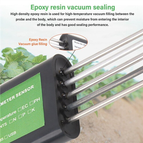 Garden Soil PH Meter Moisture Tester Soil Analyzer USB for Android Soil Nutrient Sensor for Greenhouse Home Farmer