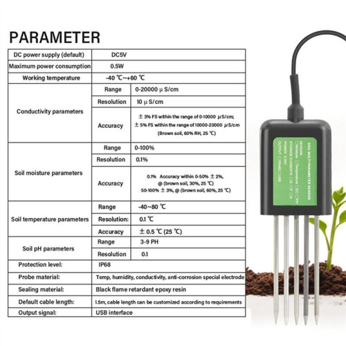 Garden Soil PH Meter Moisture Tester Soil Analyzer USB for Android Soil Nutrient Sensor for Greenhouse Home Farmer 1