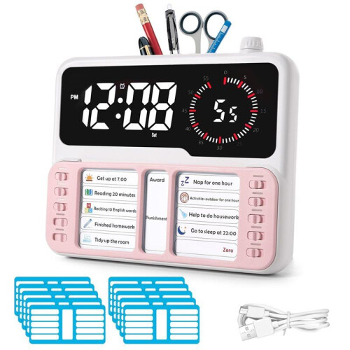 Visual Timer for Kids & Adults with Task Planner - ADHD  Management Tool with Alarm, Countdown, Calendar