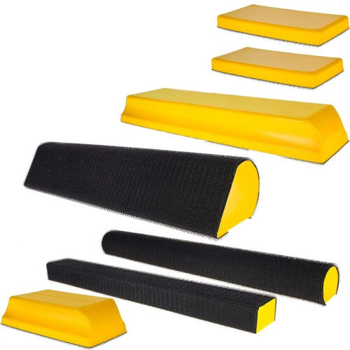 7-Piece Hand Sanding Block Set, Handheld Hook & Loop Sander Pads - Rectangle, Flat, Round, Curved, Contoured Shapes