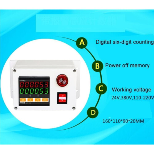 Automatic Induction Counter, Digital, Count  to 999999, 70CM Sensing Distance, Auto Totalizer, for Factories Eu Plug 2
