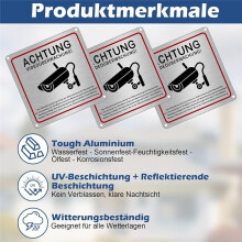 3er-Pack Videoüberwachungsschild, Videoüberwachung Privatgrundstück, 15 X 15 cm, Metall-Warnschild Videoüberwachung