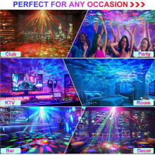Party Disco ,Dj Disco Light Strobe Dance Sound Activated with Remote Control Stage Rave Light Ocean Star Projector