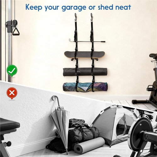2pcs Camping Chair Wall Storage for Garage, Wall Storage Rack, Mounted Organizer System with Quick Release Buckles 1