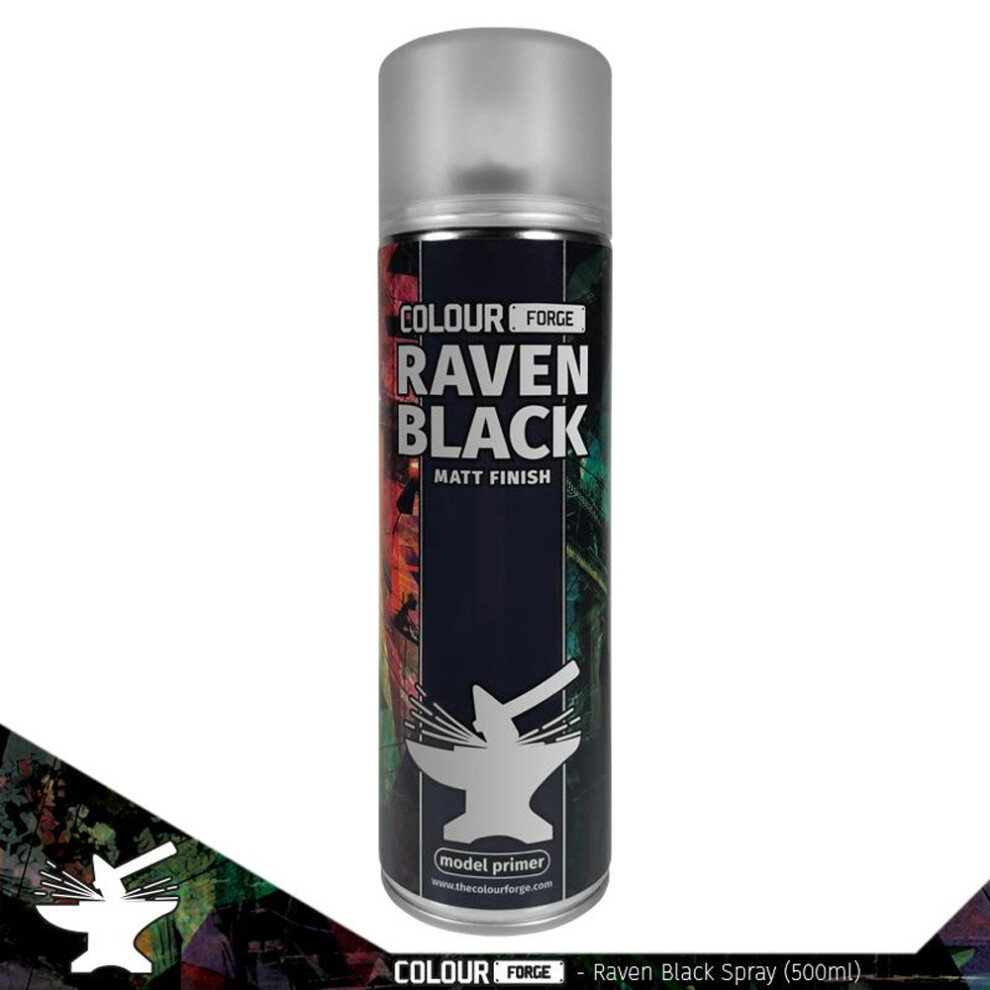 Colour Forge Raven Black Spray Primer Paint 500Ml 5060843101932