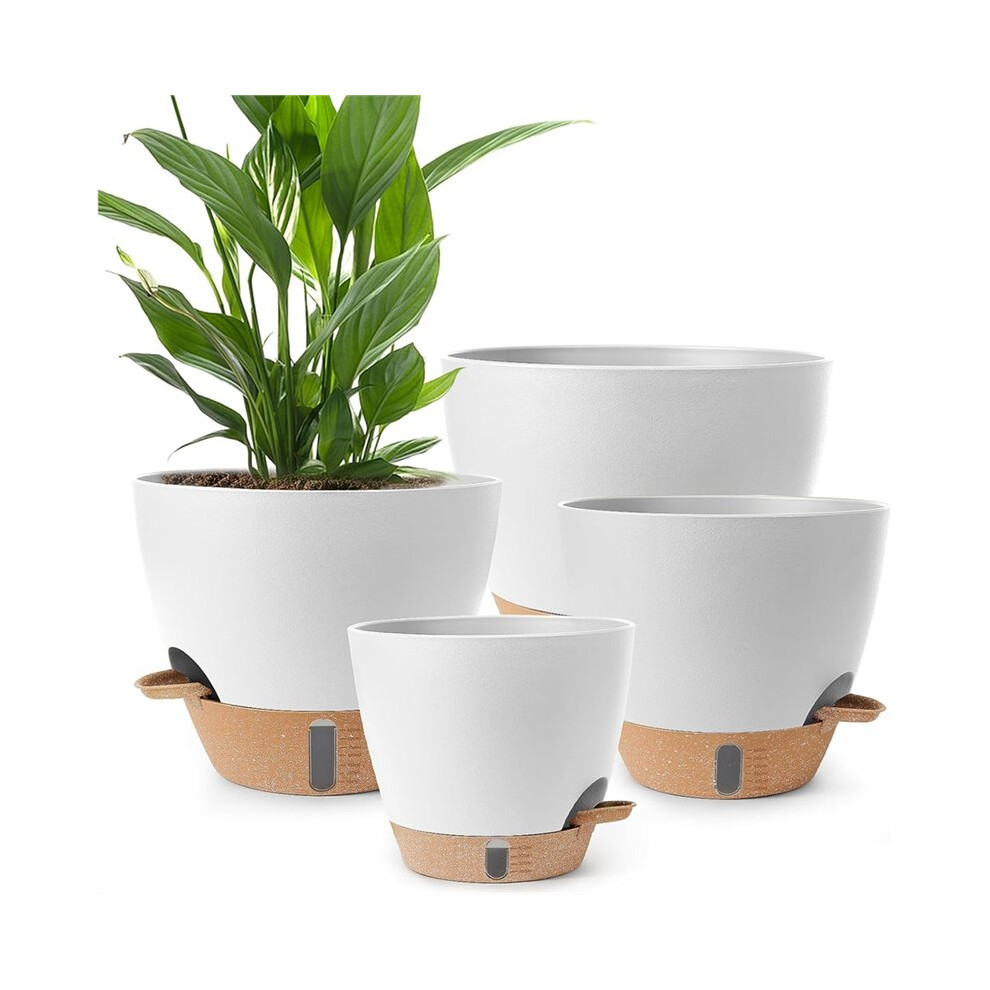 Tauoh Plant Pots,12/10/9/8/ Inch Large Plastic Self Watering Flower Pots Indoor Outdoor With Drainage Holes, Deep Reservoir