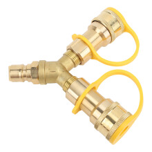 RV Quick Connect Y Splitter Adapter 1/2in Copper for Trailer & Grill