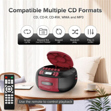 Boombox CD Player Portable Cassette AM FM Radio Speakers AUX USB MP3 Plays with Remote Control US Plug