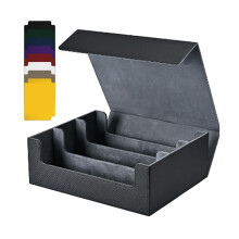 Card Storage Box for Trading Cards, 1800+ PU Card Deck Case,Magnetic Closure Card Box for Magnetic Game Cards Black