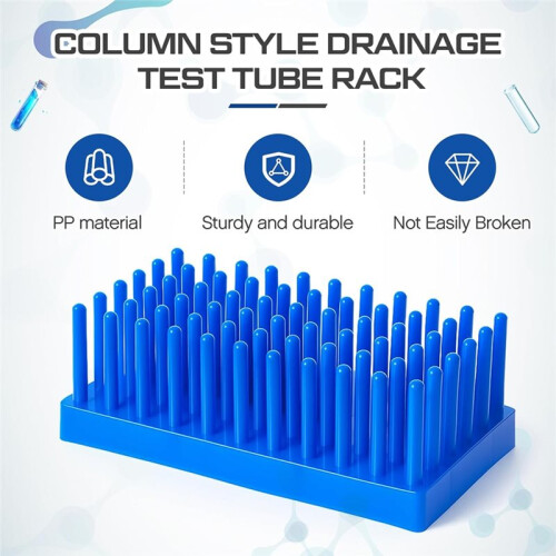 2 Pack  Plastic Test Tube Rack, 66 Columns, Drip Style Design, for Drying and Storing for Laboratory Scientific Lab 2