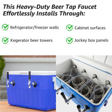 Beer Faucet Shank, Stainless Steel Beer Tap Shank with 1/4'' Barb for Refrigerator/Freezer Walls Kegerator Beer Towers