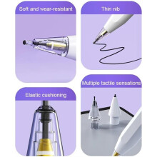 Puntas de Repuesto para Pencil de 1.ª y 2.ª Generación/USB-C/Pencil Pro. Punta Elástica Suave e Innovadora, Precisa para Pro.