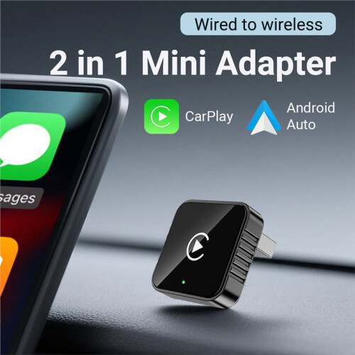 2 In1 Wired to Wireless Carplay for Android Auto Adapter for Car Stereo Usb   Box Plug and  Silver 2
