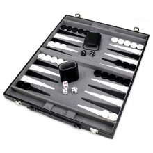 Klassisches Brettspiel mit Ledertasche, Klappbrett, Geschenkpaket, Tragbares Reisestrategie-Backgammon-Spielset für Erwachsene