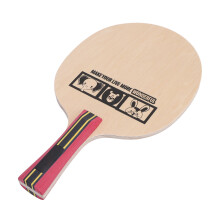 Raquette de tennis de table pour enfants, palette en bois de tilleul à 5 couches, long manche, rouge