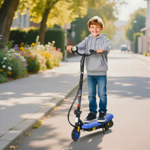 HOMCOM Folding Electric Scooter w/ LED Lights, for Ages 7-14 Years, Blue