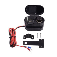 Kit de Soquete de Acendedor de Cigarro À Prova D'Água para Motocicleta, Carregador USB Duplo para Moto, Voltímetro LED, Display de Tempo para  e