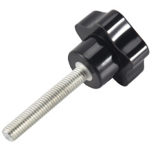 M8 x 50mm Tornillo de apriete perilla de mano de estrella de repuesto roscado Negro Tono de plata