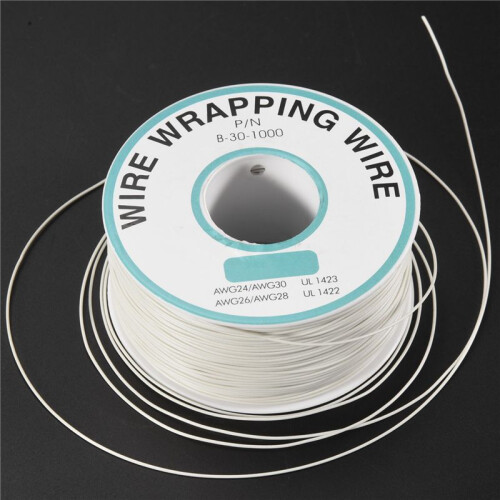 305M White PVC Coated Tin Plated Copper Wire Wire-Wrapping 30AWG Cable Roll 2