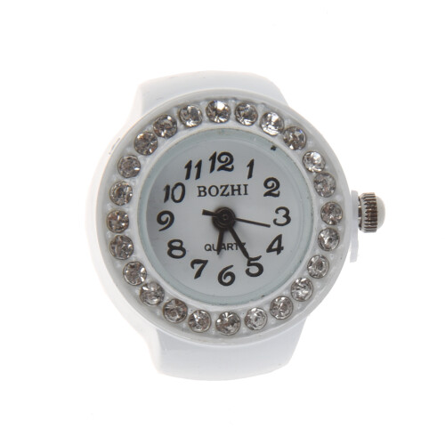 Finger Ring Watch Chic White Rhinestone For Ladies 2
