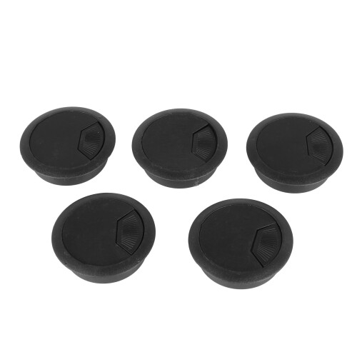 5 Pcs Black 70mm Dia Round Plastic Cable Hole Covers for Computer Desk 1