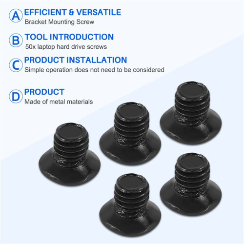50 Pcs M3x4mm Screws Replacement Black for Laptop Hard Drive 1
