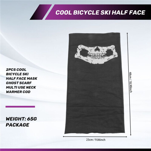 2PCS Cool Bicycle Ski Half Face Mask  Scarf Multi Use Neck Warmer COD 1