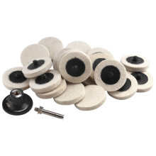 20Pcs 2 inch Compressed Artificial Wool Fabric Qc Disc Polishing Buffing Pads Wheels With 1Pcs 2 inch Disc Pad Holder With 1/4inch Shank Perfect For