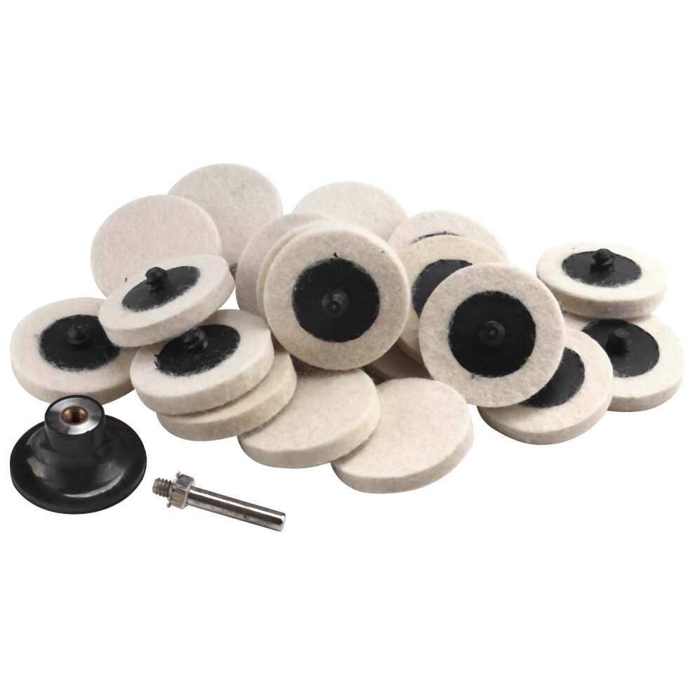 20Pcs 2 Inch Compressed Artificial Wool Fabric Qc Disc Polishing Buffing Pads Wheels With 1Pcs 2 Inch Disc Pad Holder With 1/4Inch Shank Perfect For 4713502672755