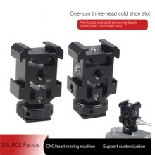 Triple Hot Shoe Mount Adapter Bracket Stand Holder for DSLR Camera for LED Video Microphone Flash Light,A