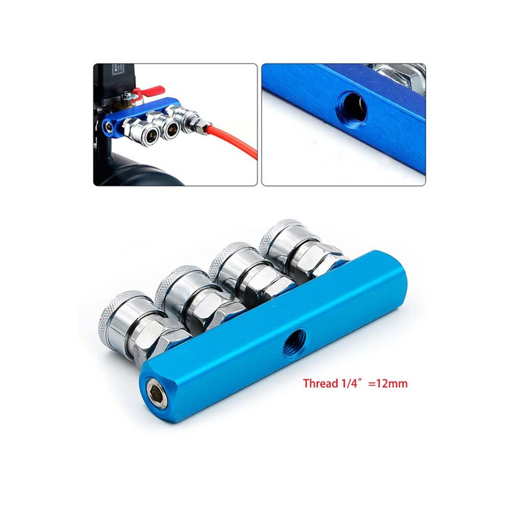 Pneumatic Distributor 4 Way Air Hose Quick Connect Coupling Tool 1/4 Bsp Thread 6031508750160