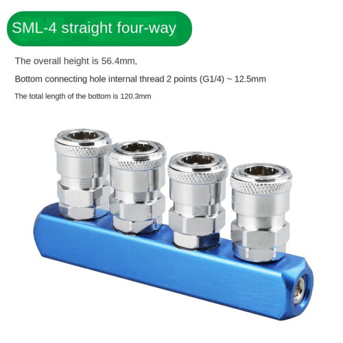 Pneumatic Distributor 4 Way Air Hose Quick Connect Coupling Tool 1/4 Bsp Thread 1
