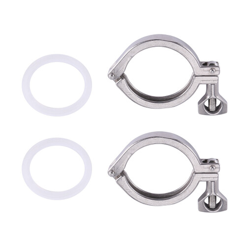 2 Peças Tri-Clamp Aço Pino Único Braçadeira Tri para Serviço Pesado com Porca de Orelha para Virola TC com Junta de Silicone 2 Polegadas