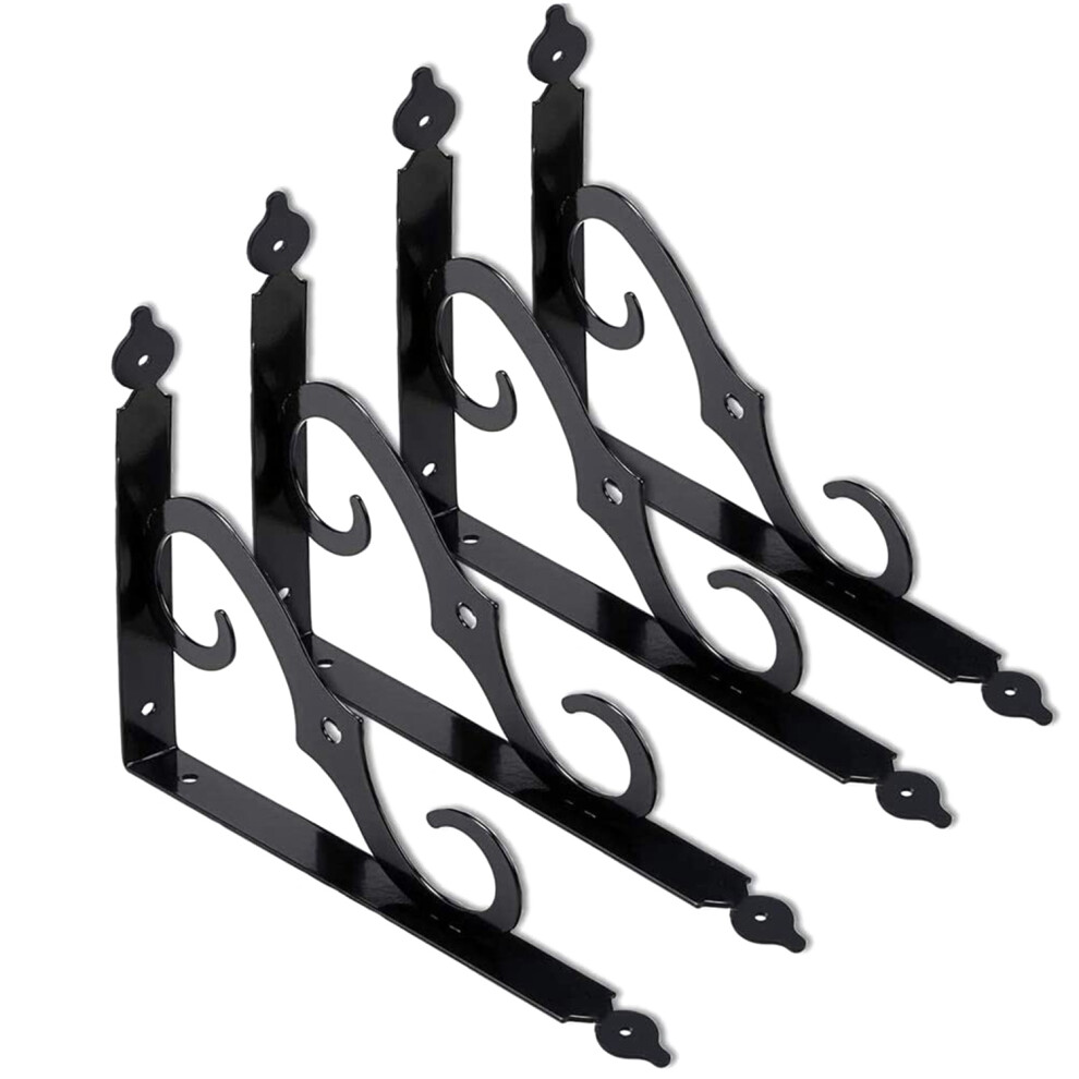 4-Pack Shelf Brackets, Wall Mounted Heavy Duty Black Bracket For Shelves Corner, Support Corner Brace Joint 6033897268493