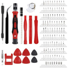 135 In1 Screwdriver Magnetic Tools Sets for Mobile Phone Tablet Computer Eyeglasses Repair DIY Tool Kit (Black Red)