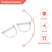 10 Pieces Shaft Locking Pin Safety Coupler Pin 1/4 Inch Diameter in 2 Shapes of Square and Arch (Silver)