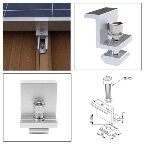 8 Pieces 35Mm Solar Panel Bracket Are Adjustable, Solar Mounting, Trapezoidal Sheet for Roof, RV, Bed, Camping 2