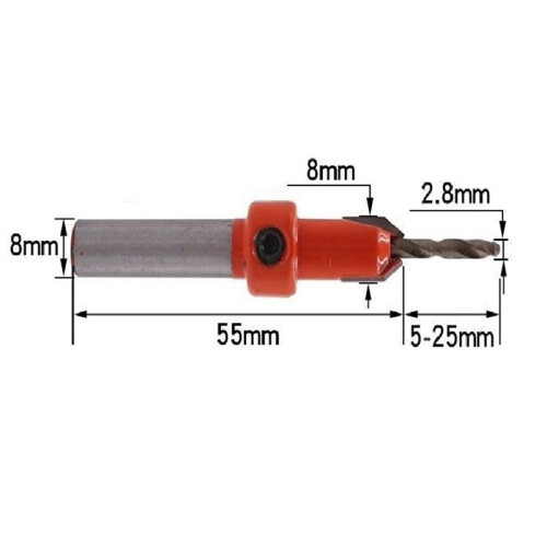 Puncher Carpentry Round Hole 8Mm Countersunk Drill Puncher PVC Adjustable Size Carpentry Tool 2