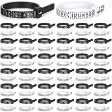 Paquete de 100 Medidores de TamañO de Dedo Reutilizables Medidor de Anillos de PláStico Herramienta de MedicióN de Anillos de EE. UU. y Negro