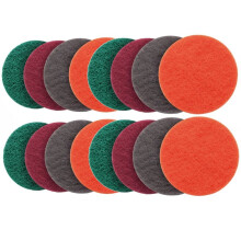 16-Delige Schuurvliesset Schuurgereedschap Polijstpads 5 Inch voor Hout, Roestvrij Staal, Meubels, Korrel 180 400 800 1500
