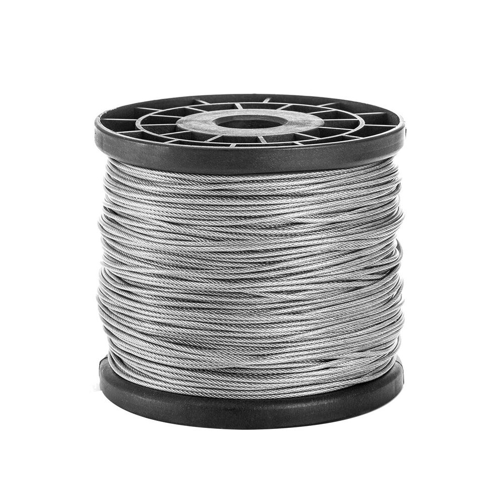 1/16Inch X 500Feet Wire Rope Cable, Braided Wire Stranded Rope Aircraft Cable For Outdoor Clothesline, Trellis, 4712109693866