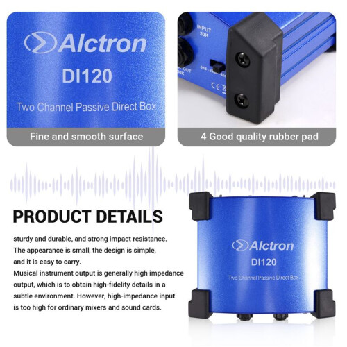 Alctron DI120 Two-Way Passive DI Box Impedance Converter DI BOX Stage Effect Device 2