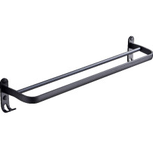 Portasciugamani Nero da 60 Cm per Montaggio un Parete Portasciugamani nel Alluminio un Doppia Asta con Gancio per Accessori per Doccia da Bagno nel