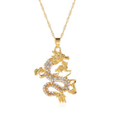 Drakhänge Halsband för Kvinnor Män Guldfärg Smycken Cubic Zirconia Mascot Ornament Lucky Symbol Presenter