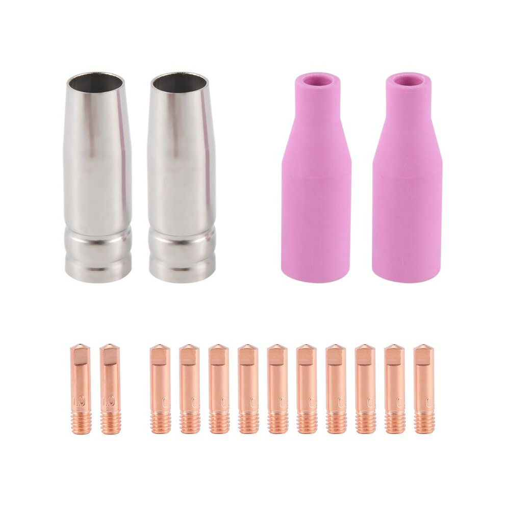 Mig Set Of Nozzles 16Pcs Ak15 For Welding Torch Cap Tip Contact 0.8Mm Mb15 Ceramic Accessories 6031973629329